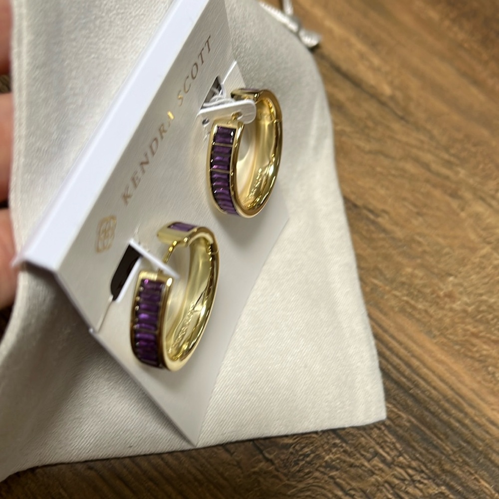 Kendra Scott Jack Hoop earrings Purple Crystal